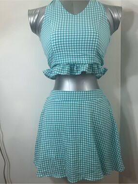 Speechless Teal and White Gingham Two-Piece Set